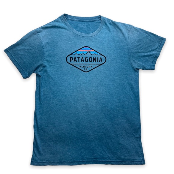 Patagonia Other - Patagonia Fitz Roy Crest Cotton Poly Tee T-Shirt Blue Mens Size Slim Large